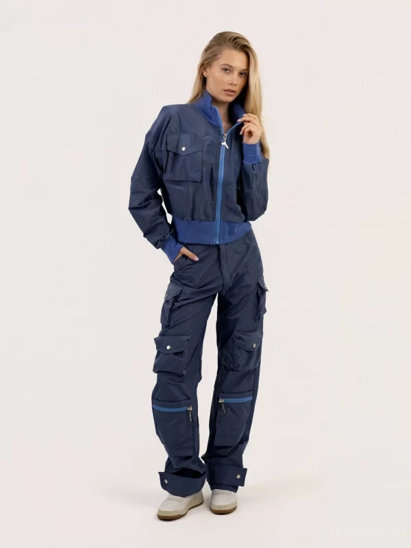 Komplet dresowy damski YARAD styl utility dres cargo niebieski czarny GoldKiller